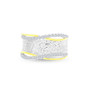 Cubic Zirconia Two Tone Hammered Criss Cross Ring