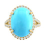 EFFY® Turquoise & Diamond (5/8 ct. t.w.) Halo Ring in 14k Gold