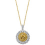 EFFY® Multicolor Diamond (5/8 ct. t.w.) & White Diamond (7/8 ct. t.w.) Halo Cluster 18" Pendant Necklace in 14k Two-Tone Gold