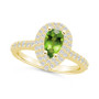 Peridot and Diamond Accent Halo Ring in 14K Yellow Gold