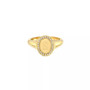14K Gold Diamond Signet Initial Ring