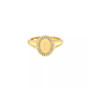 14K Gold Diamond Signet Initial Ring