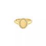 14K Gold Diamond Signet Initial Ring