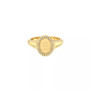 14K Gold Diamond Signet Initial Ring