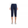Women's Petite Sport Knit High Rise Elastic Waist Pull On Capri Pants