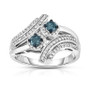 Blue and White Two Stone Diamond  Ring (1/2 ct. t.w.) in Sterling Silver
