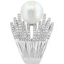 EFFY® Freshwater Pearl (11mm) & Diamond (1-1/4 ct. t.w.) Multirow Statement Ring in 14k White Gold