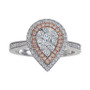 Diamond Two-Tone Teardrop Cluster Ring (1/2 ct. t.w.) in 14k White & Rose Gold
