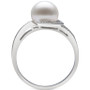 Cultured Freshwater Pearl (8mm) & Diamond Accent Swirl Ring in Sterling Silver