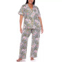 Plus Size Short Sleeve Pants Tropical Pajama Set, 2-Piece