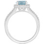 Aquamarine (1-1/4 ct. t.w.) & Diamond (1/4 ct. t.w.) Halo Split Shank Ring in Sterling Silver
