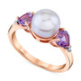 Pink Cultured Freshwater Pearl (8mm), Pink Amethyst (3/4 ct. t.w.) & Diamond Accent Ring in 10k Rose Gold