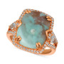 Sky Aquaprase (16 x 12mm) & White Topaz (5/8 ct. t.w.) Ring in 14k Rose Gold, Created for Macy's