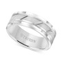 Men's White Tungsten Carbide Ring, 8mm Diamond-Cut Wedding Band