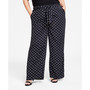 Plus Size Polka-Dot Tie-Front Wide-Leg Pants