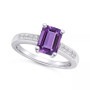 Amethyst (1-5/8 ct .t.w.) and Diamond (1/8 ct .t.w.) Ring in 14K Yellow Gold