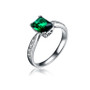 Sterling Silver White Gold Plated Emerald Cubic Zirconia Eternity Rectangle Band Ring