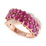 EFFY® Ruby (2-3/4 ct. t.w.) & Diamond (1/6 ct. t.w.) Crossover Cluster Ring in 14k Rose Gold