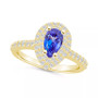 Tanzanite (7/8 ct. t.w.) & Diamond (5/8 ct. t.w.) Pear Halo Statement Ring in 14k Gold