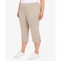 Plus Size Essentials Solid Pull-On Capri Pants with Detailed Split Hem