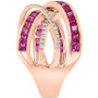 EFFY® Ruby (1-7/8 ct. t.w.) & Diamond (1/4 ct. t.w.) Multirow Crossover Ring in 14k Rose Gold