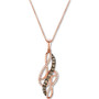 Chocolate Diamond (1/3 ct. t.w.) & Vanilla Diamond (1/5 ct. t.w.) Swirl Pendant Necklace in 14k Rose Gold, 18" + 2" extender