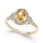 Blue Topaz (9/10 ct. t.w.) & Diamond (1/8 ct. t.w.) Ring in 14k White Gold (Also available in Citrine)