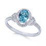 Blue Topaz (9/10 ct. t.w.) & Diamond (1/8 ct. t.w.) Ring in 14k White Gold (Also available in Citrine)