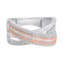 Diamond Crossover Statement Ring (1/3 ct. t.w.) in Sterling Silver & 14k Rose Gold-Plate