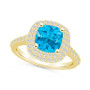 Blue Topaz and Diamond Accent Halo Ring in 14K Yellow Gold