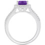Amethyst (1-1/2 ct. t.w.) & Diamond (1/4 ct. t.w.) Cushion Halo Split Shank Ring in Sterling Silver (Also in Citrine, Garnet, Peridot, & Blue Topaz)