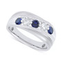 Men's Lab Grown Sapphire (3/4 ct. t.w.) & Lab Grown Diamond (3/8 ct. t.w.) Swirl Band in 10k Gold