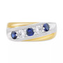 Men's Lab Grown Sapphire (3/4 ct. t.w.) & Lab Grown Diamond (3/8 ct. t.w.) Swirl Band in 10k Gold