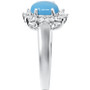Turquoise & Cubic Zirconia Halo Ring in Sterling Silver