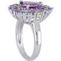 Multi-Gemstone (4-1/3 ct. t.w.) & Diamond Accent Teardrop Cluster Ring in Sterling Silver