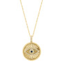 EFFY® Diamond (1/6 ct. t.w.) & Sapphire (1/20 ct. t.w.) Evil Eye Disc 18" Pendant Necklace in 14k Gold