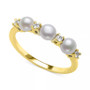 Cultured Freshwater Button Pearl (4mm) & Lab-Created White Sapphire (1/6 ct. t.w.) Ring in 14k Gold-Plated Sterling Silver