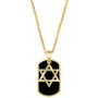 EFFY® Men's Onyx & Diamond (1/5 ct. t.w.) Star of David Dog Tag 22" Pendant Necklace in 14k Gold
