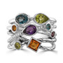 EFFY® Multi-Gemstone (1-3/4 ct. t.w.) & Diamond (1/10 ct. t.w.) Multirow Ring in Sterling Silver