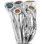 EFFY® Multi-Gemstone (1-3/4 ct. t.w.) & Diamond (1/10 ct. t.w.) Multirow Ring in Sterling Silver