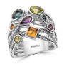 EFFY® Multi-Gemstone (1-3/4 ct. t.w.) & Diamond (1/10 ct. t.w.) Multirow Ring in Sterling Silver