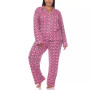 Plus Size 2 Piece Long Sleeve Heart Print Pajama Set
