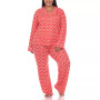 Plus Size 2 Piece Long Sleeve Heart Print Pajama Set