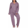 Plus Size 2 Piece Long Sleeve Heart Print Pajama Set