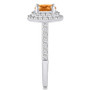 Citrine and Diamond Accent Halo Ring in 14K White Gold