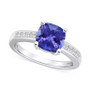 Tanzanite (2-1/3 ct. t.w.) & Diamond (1/8 ct. t.w.) Cushion Ring in 14k Gold
