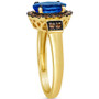 Chocolatier Blueberry Tanzanite (1-3/4 ct. t.w.) & Chocolate Diamonds (3/8 ct. t.w.) Oval Halo Ring in 14k Gold