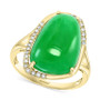 EFFY® Dyed Green Jade (17x12mm) & Diamond (1/10 ct. t.w.) Statement Ring in 14k Gold