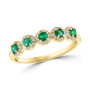 Emerald (1/3 ct. t.w.) & Diamond (1/6 ct. t.w.) Five Stone Halo Ring in 14k Gold
