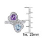 Amethyst (5/8 ct. t.w.), Blue Topaz (7/8 ct. t.w.), & Lab-Created White Sapphire (7/8 ct. t.w.) Heart Bypass Ring in Sterling Silver